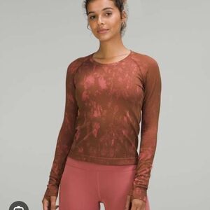 lululemon athletica Long Sleeve Crew Top in Rust and Rose
